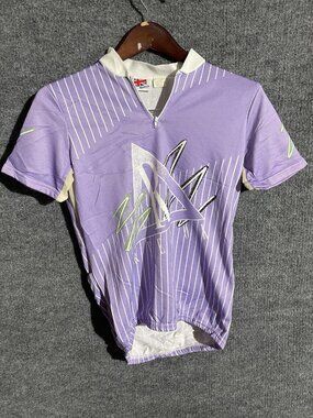 Vintage Reebok Cycling Jersey Mens Large Purple 1/4 Zip Short Sleeve Bike